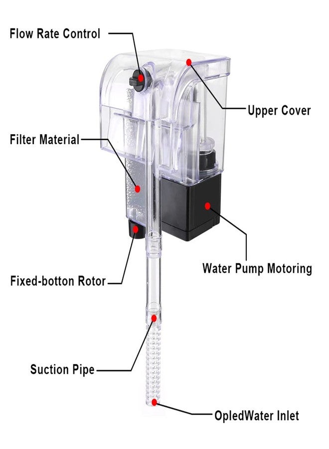 HIERYAN Fish Tank Small Filter Aquarium Hang on Filter Small Aquarium Filter，Small Submersible Hanging Fish Tank Filter for 1 to 8 Gallons Tank - Image 2